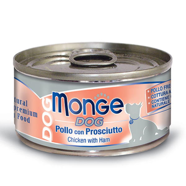 MONGE DOG CHICKEN FLAKES HAM suņu konservi Vista, šķiņķis 95g
